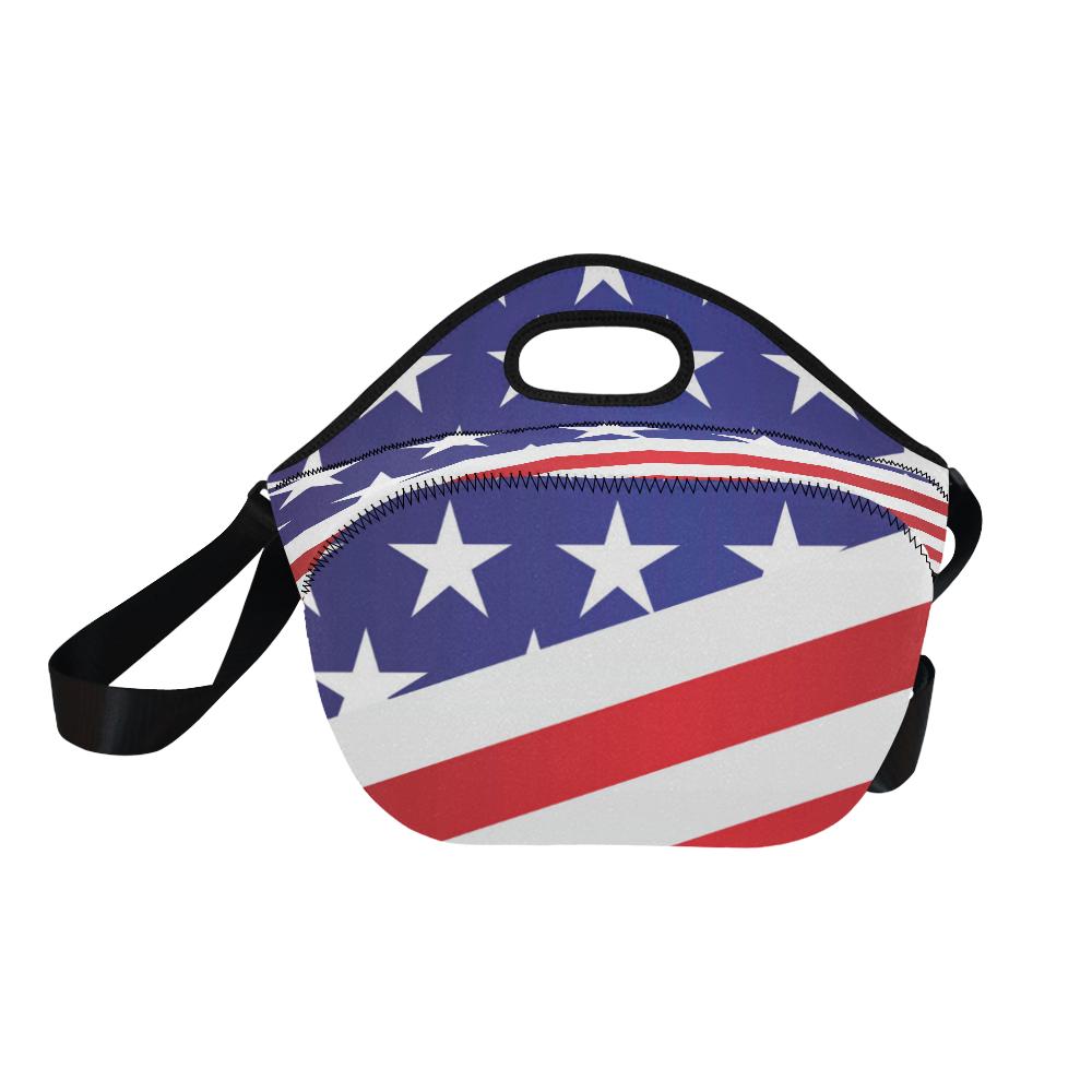American flag Print Neoprene Lunch Bag (Model 1669)(Large)-JTAMIGO.COM