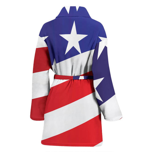 American flag Print Women Bath Robe-JTAMIGO.COM