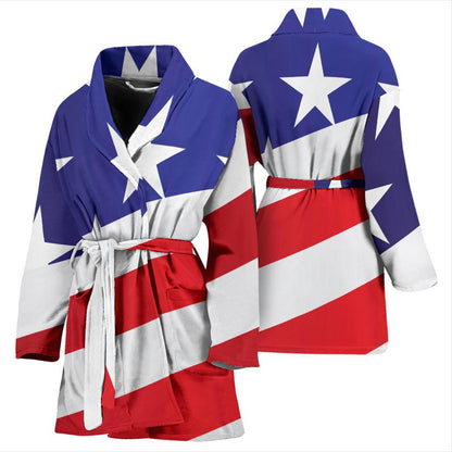 American flag Print Women Bath Robe-JTAMIGO.COM
