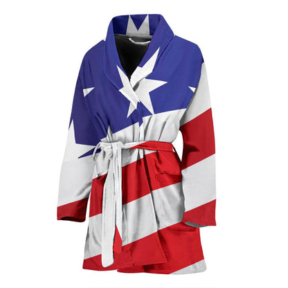 American flag Print Women Bath Robe-JTAMIGO.COM