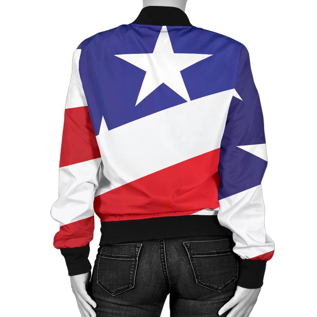 American Flag Print Women Casual Bomber Jacket