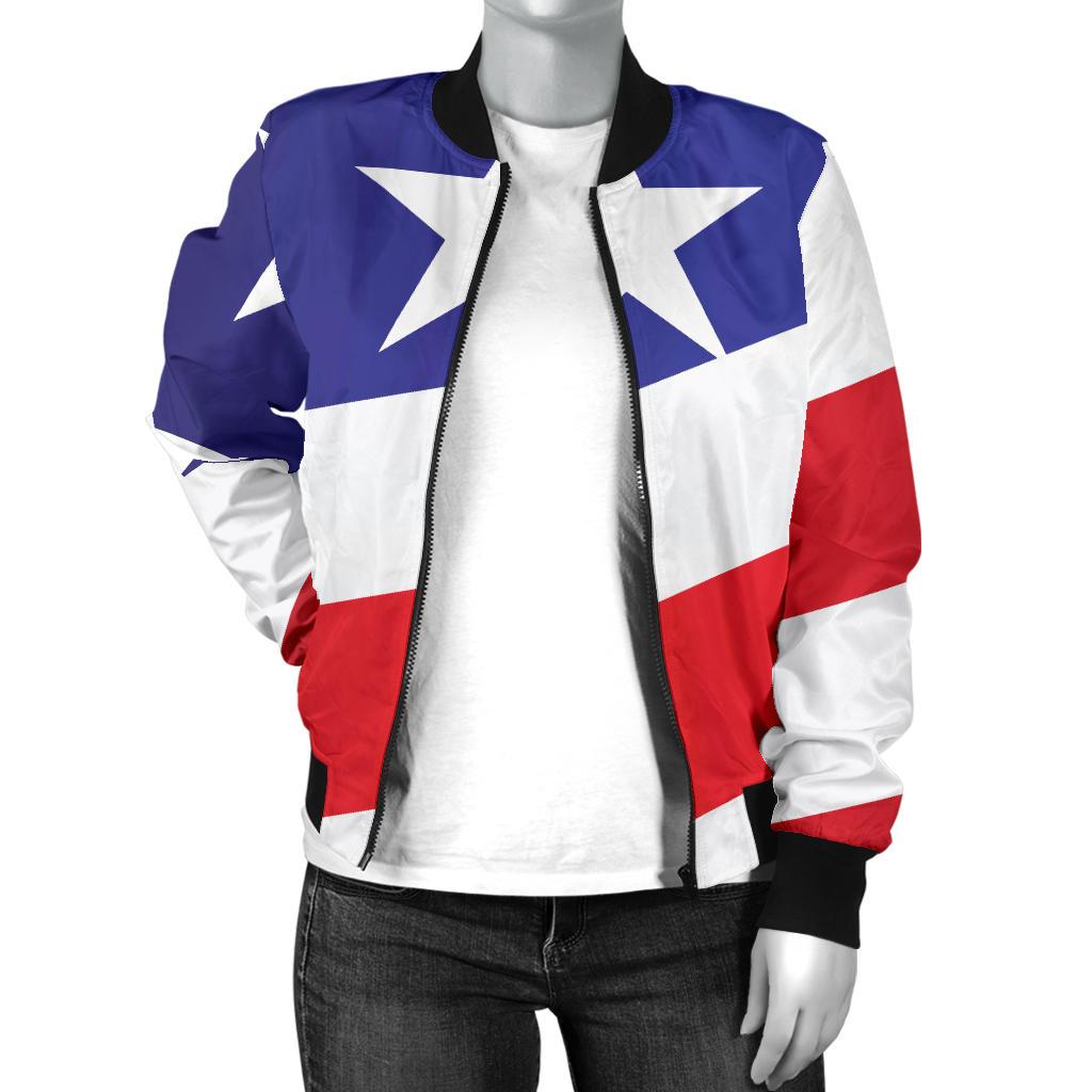 American Flag Print Women Casual Bomber Jacket