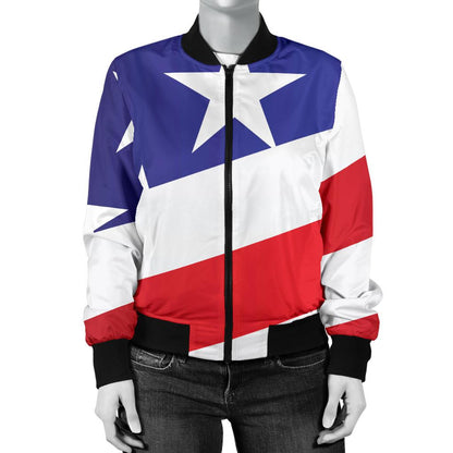 American Flag Print Women Casual Bomber Jacket