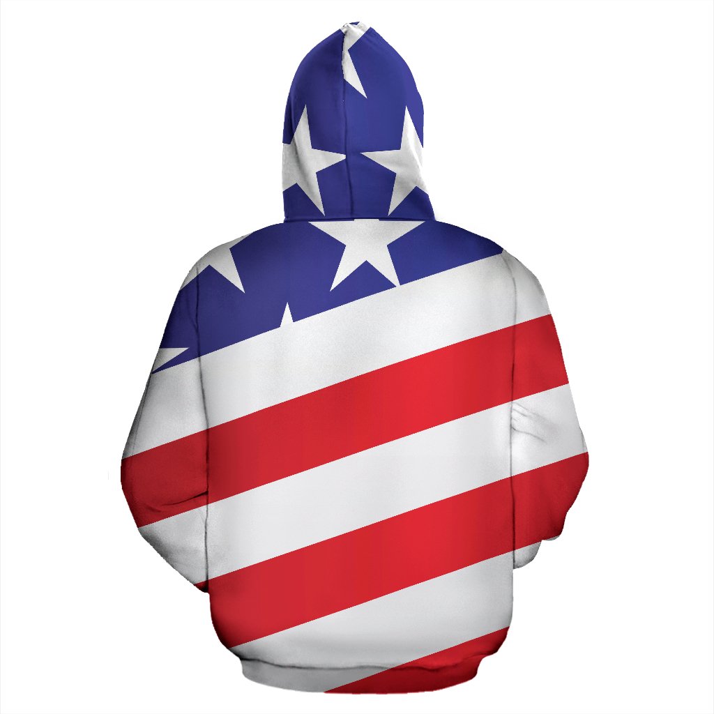 American Flag Print Zip Up Hoodie