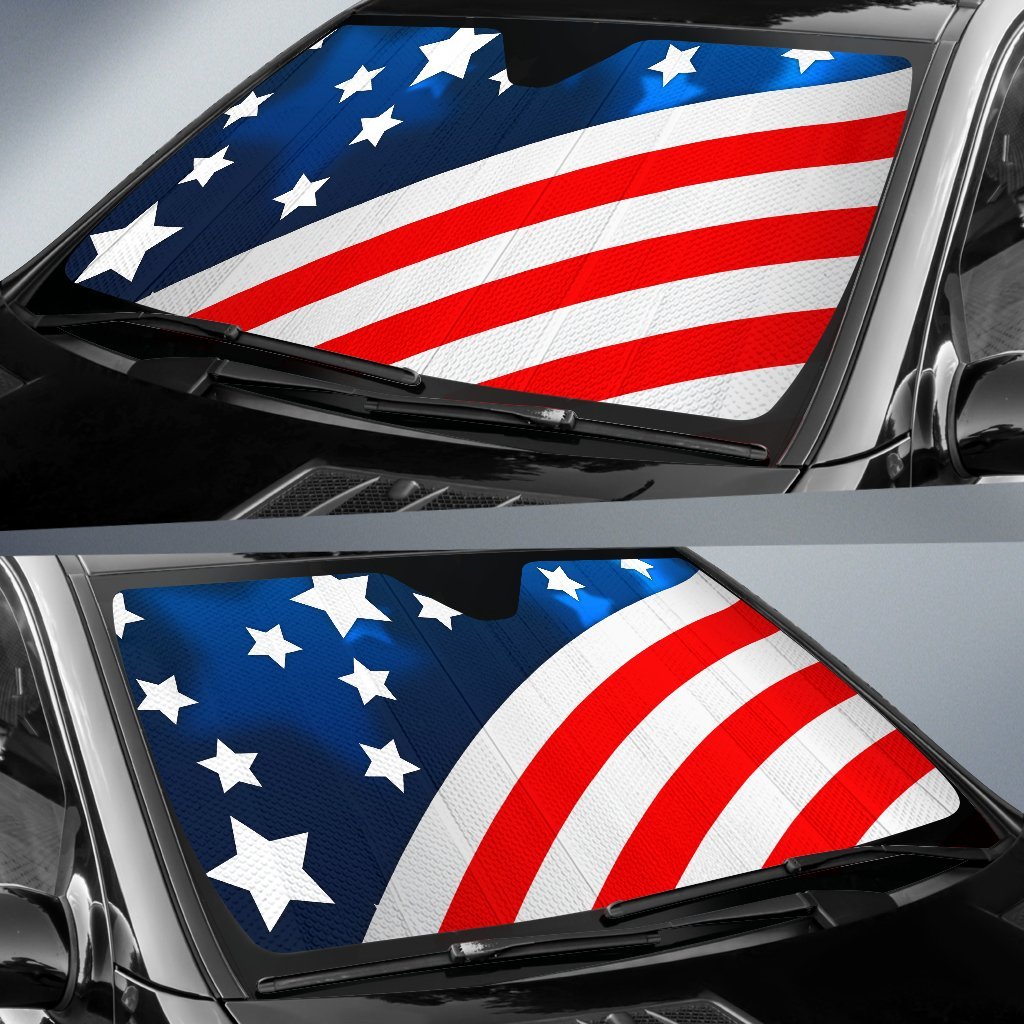 American Flag Style Car Sun Shade For Windshield