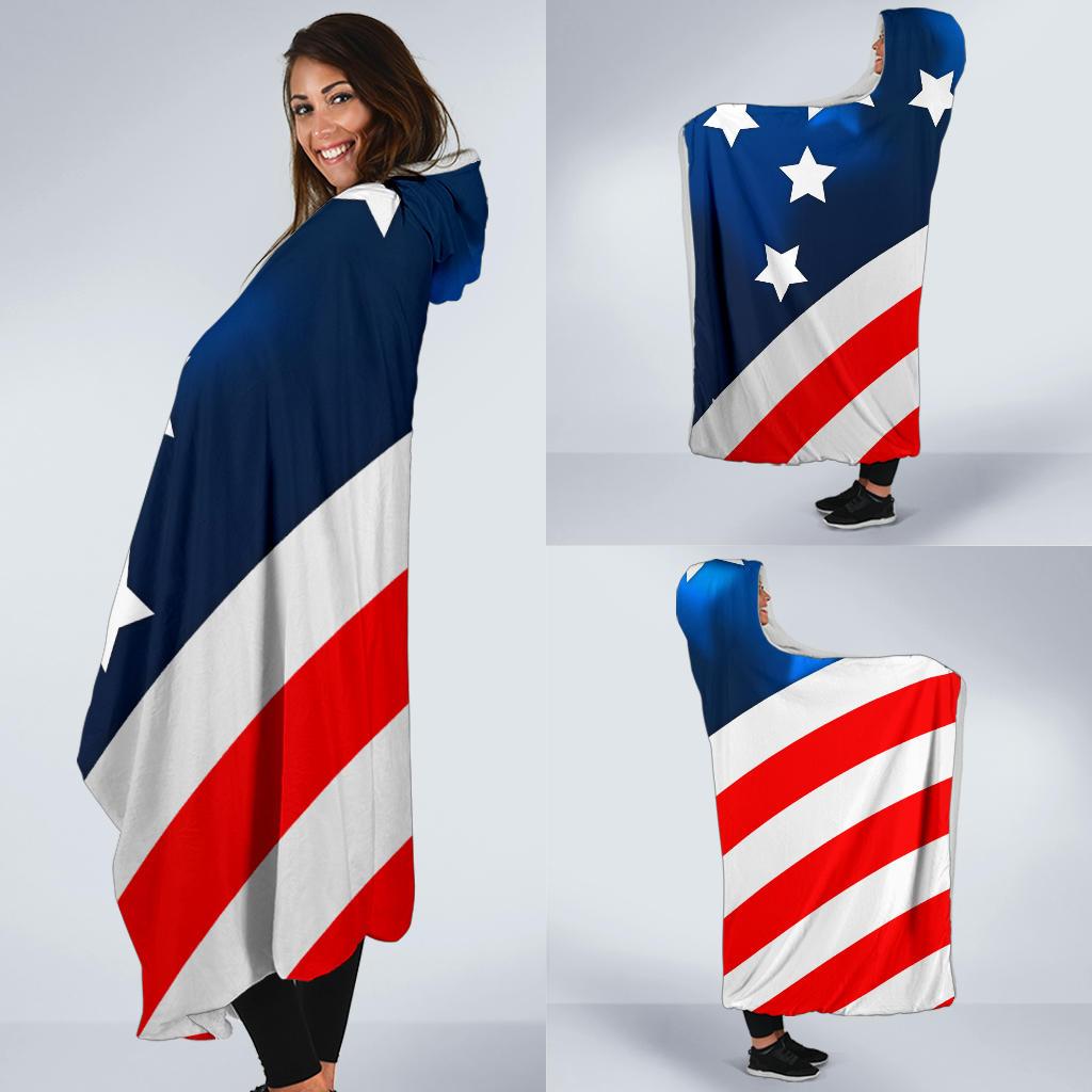 American flag Style Hooded Blanket-JTAMIGO.COM