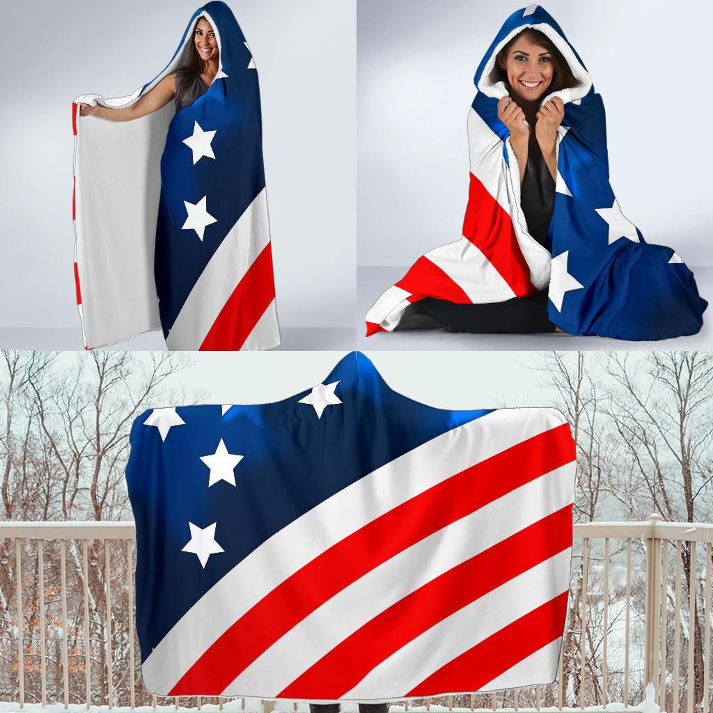 American flag Style Hooded Blanket-JTAMIGO.COM