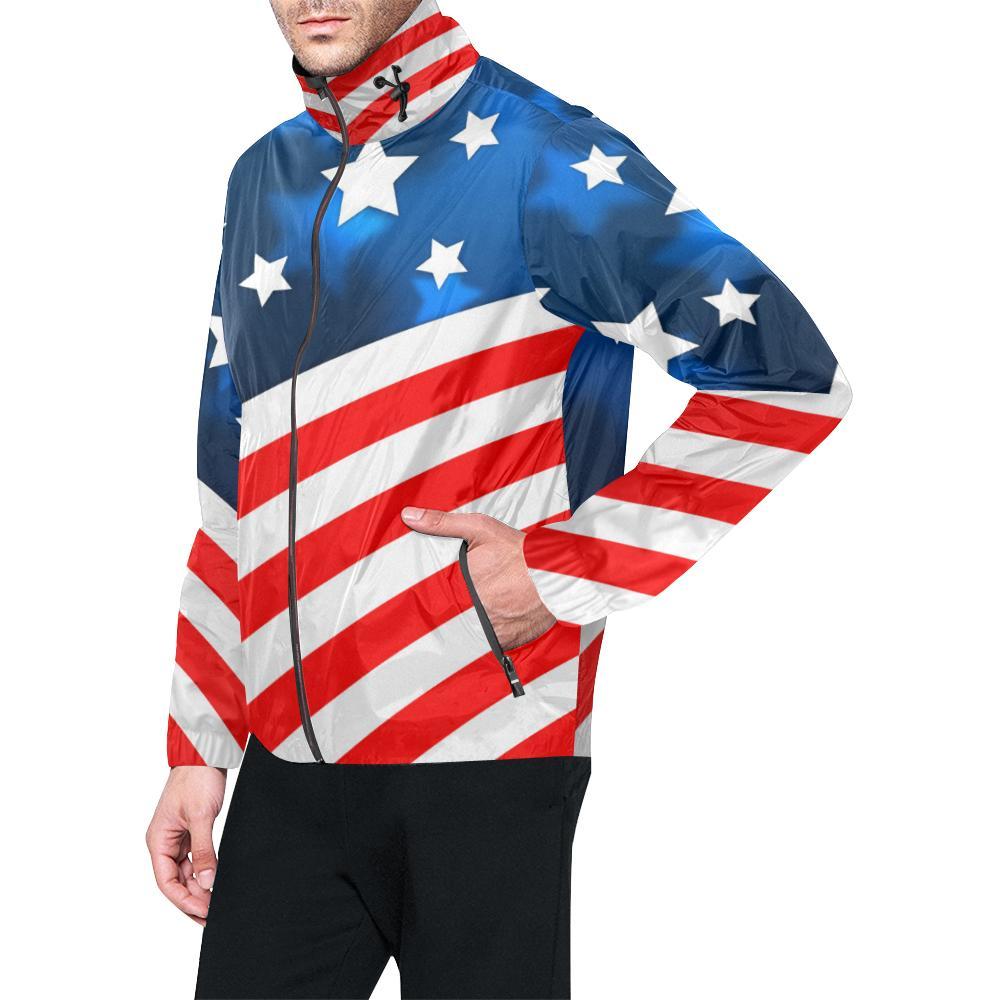 American flag Style Men Windbreaker Jacket-JTAMIGO.COM