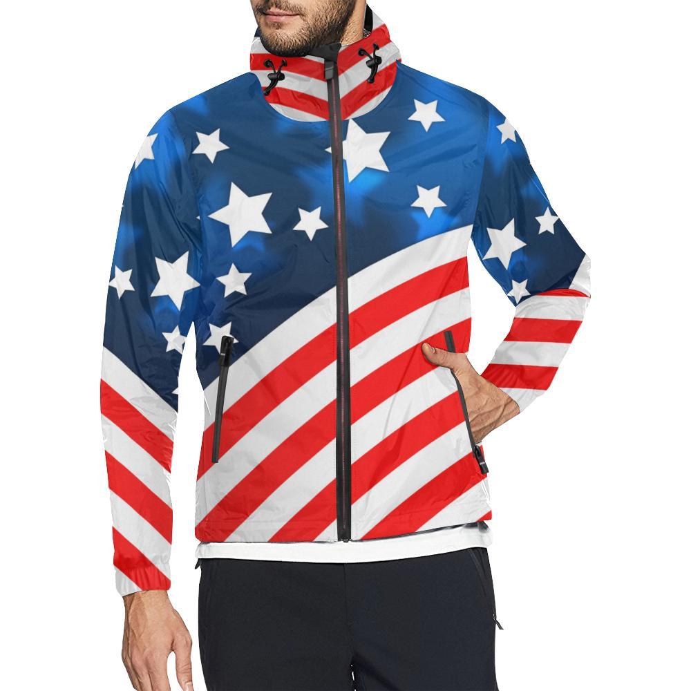 American flag Style Men Windbreaker Jacket-JTAMIGO.COM