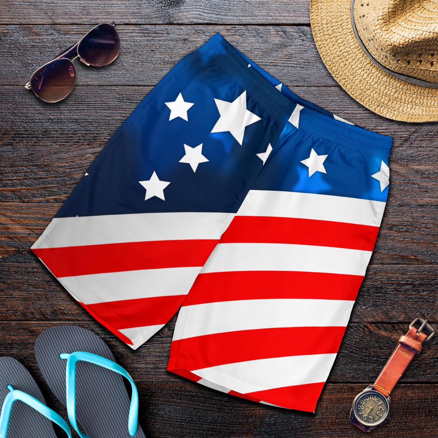 American flag Style Mens Shorts-JTAMIGO.COM
