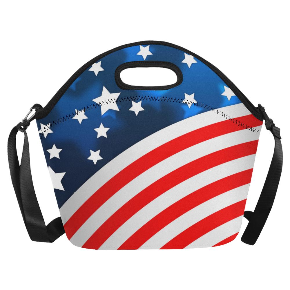 American flag Style Neoprene Lunch Bag (Model 1669)(Large)-JTAMIGO.COM