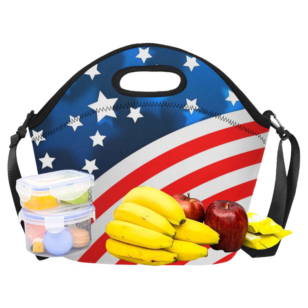 American flag Style Neoprene Lunch Bag (Model 1669)(Large)-JTAMIGO.COM