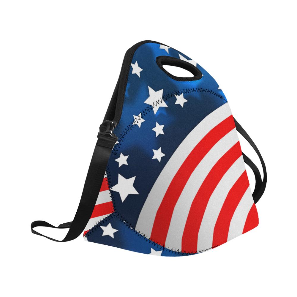 American flag Style Neoprene Lunch Bag (Model 1669)(Large)-JTAMIGO.COM