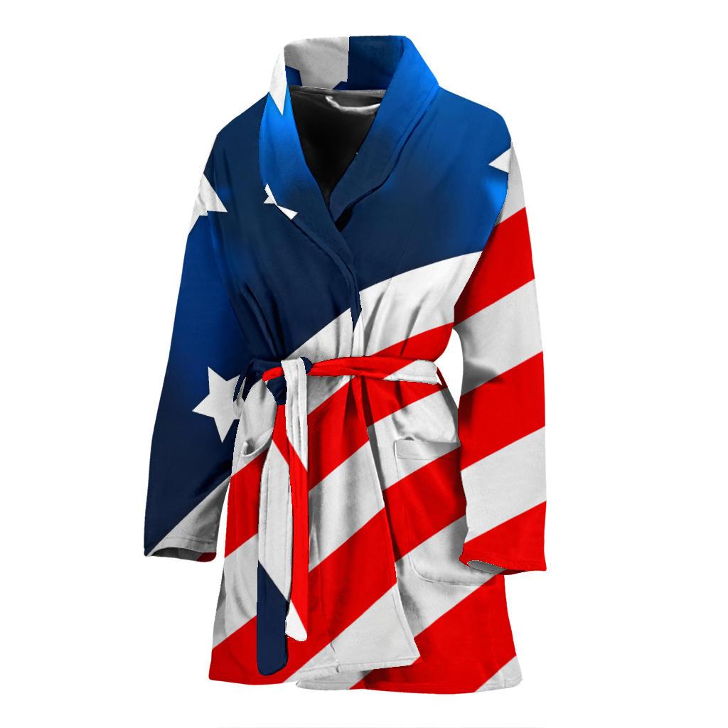 American flag Style Women Bath Robe-JTAMIGO.COM