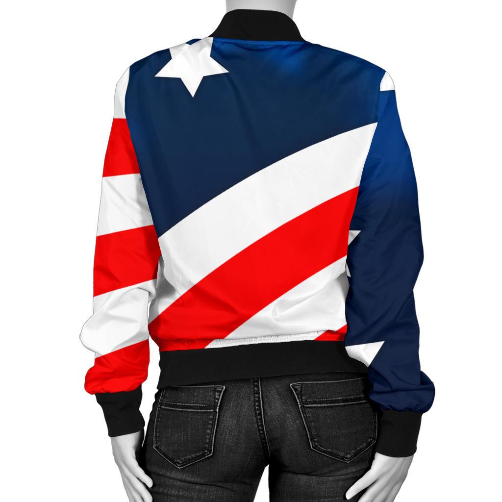 American Flag Style Women Casual Bomber Jacket