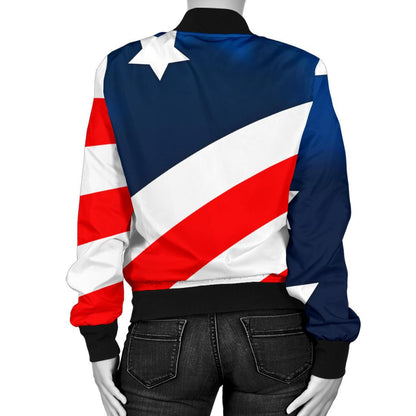 American Flag Style Women Casual Bomber Jacket