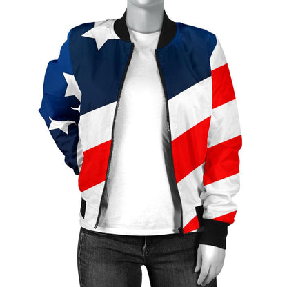American Flag Style Women Casual Bomber Jacket