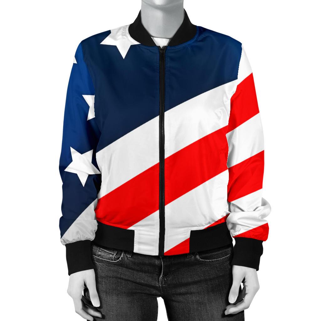 American Flag Style Women Casual Bomber Jacket