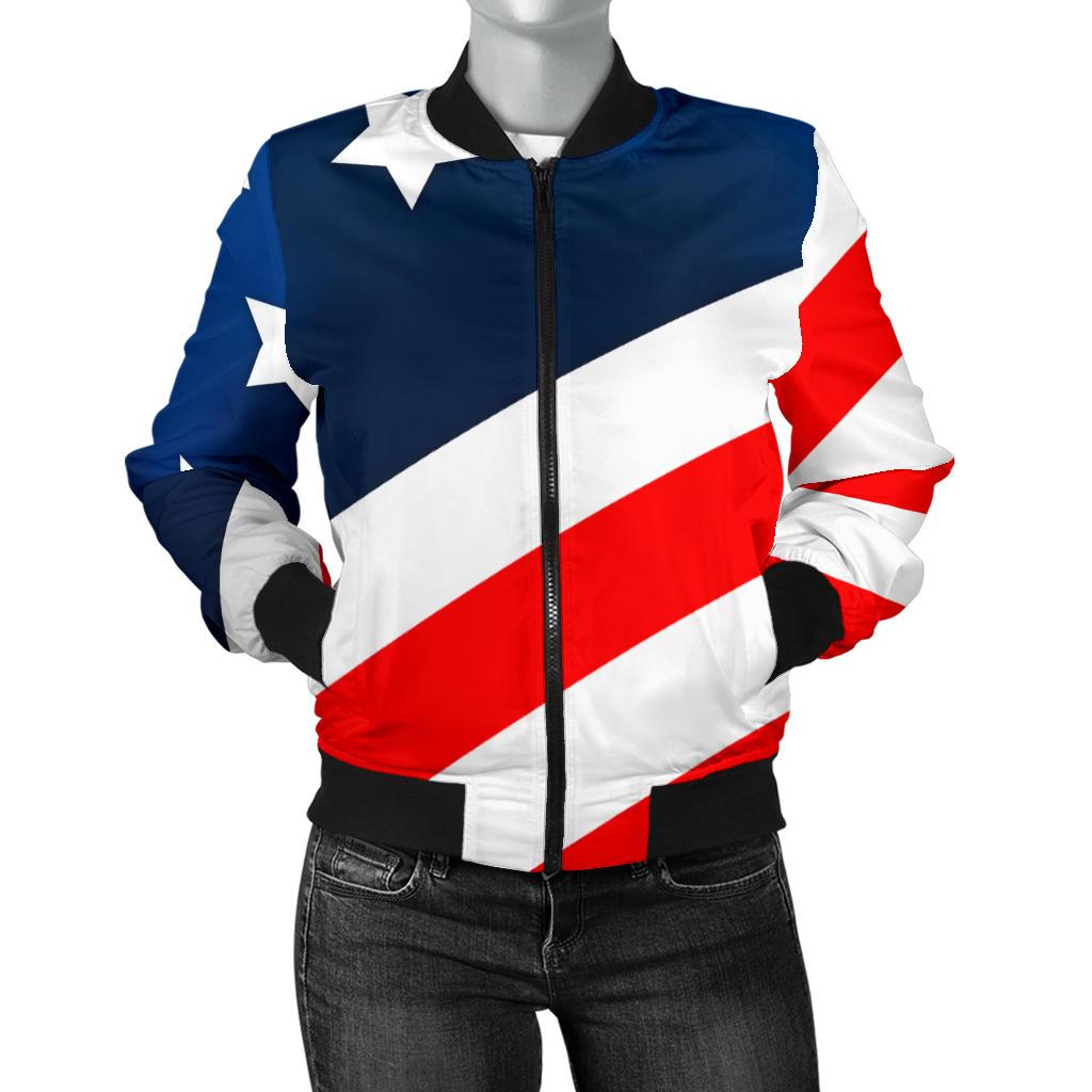 American Flag Style Women Casual Bomber Jacket