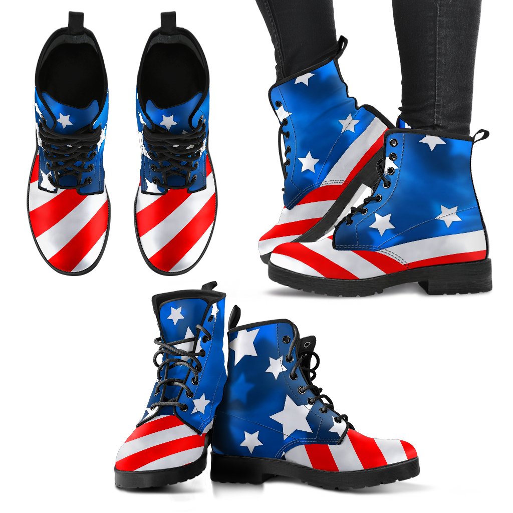 American flag Style Women Leather Boots-JTAMIGO.COM