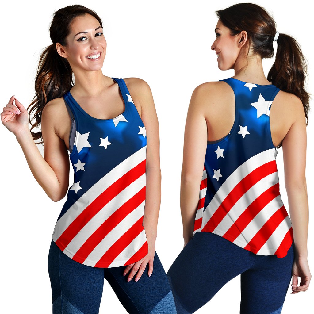 American Flag Style Women Racerback Tank Top