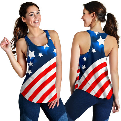 American Flag Style Women Racerback Tank Top