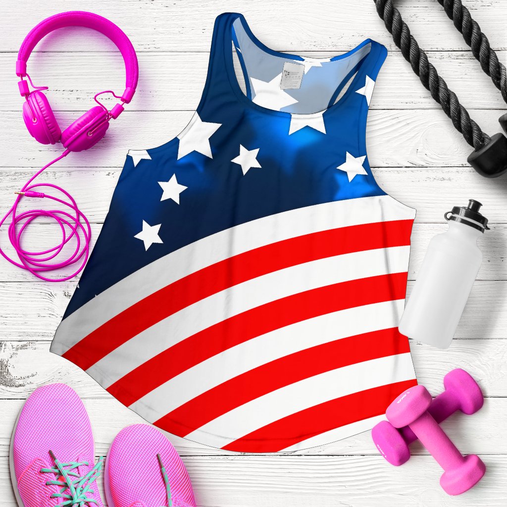 American Flag Style Women Racerback Tank Top