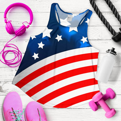 American Flag Style Women Racerback Tank Top