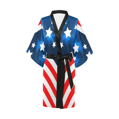 American flag Style Women Short Kimono Robe