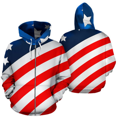 American Flag Style Zip Up Hoodie