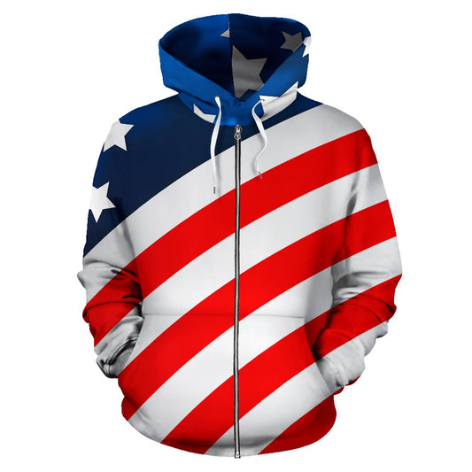 American Flag Style Zip Up Hoodie