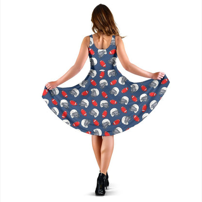 American Football Helmet Design Pattern 2 Sleeveless Dress