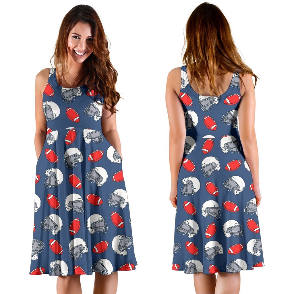 American Football Helmet Design Pattern 2 Sleeveless Dress