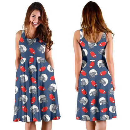 American Football Helmet Design Pattern 2 Sleeveless Dress