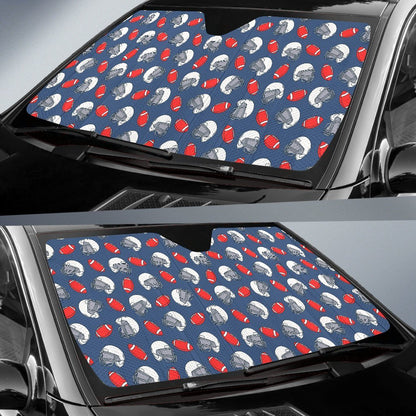 American Football Helmet Design Pattern Car Sun Shade For Windshield