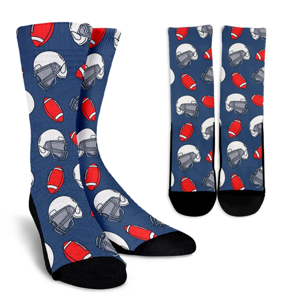 American Football Helmet Design Pattern Crew Socks