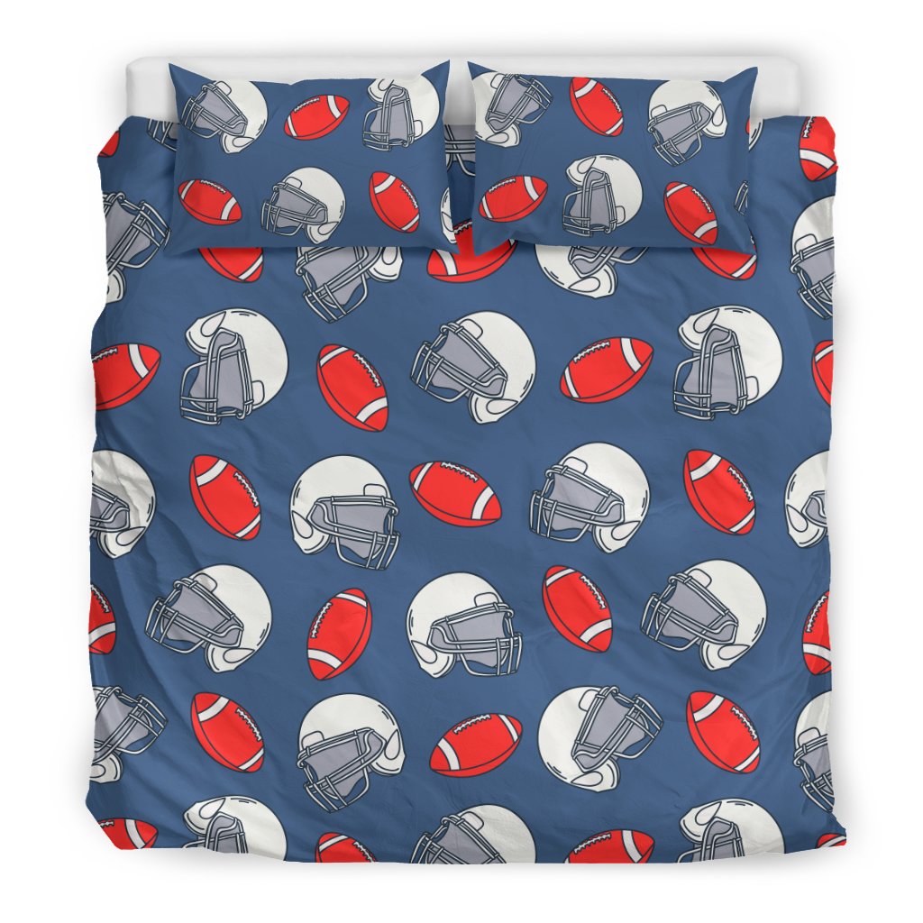 American Football Helmet Design Pattern Duvet Cover Bedding Set