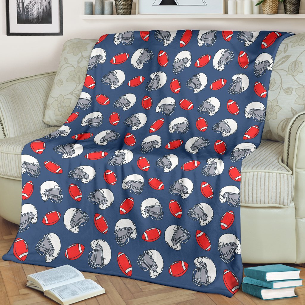 American Football Helmet Design Pattern Fleece Blanket