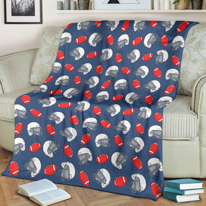 American Football Helmet Design Pattern Fleece Blanket