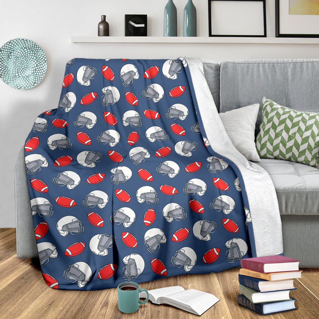 American Football Helmet Design Pattern Fleece Blanket