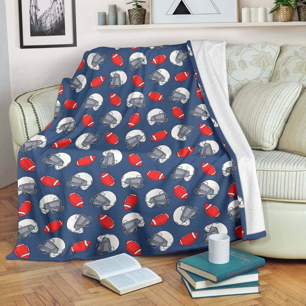 American Football Helmet Design Pattern Fleece Blanket