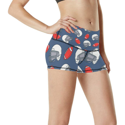 American Football Helmet Design Pattern High Waisted Spandex Shorts-JTAMIGO.COM