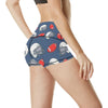 American Football Helmet Design Pattern High Waisted Spandex Shorts-JTAMIGO.COM