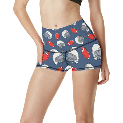 American Football Helmet Design Pattern High Waisted Spandex Shorts-JTAMIGO.COM