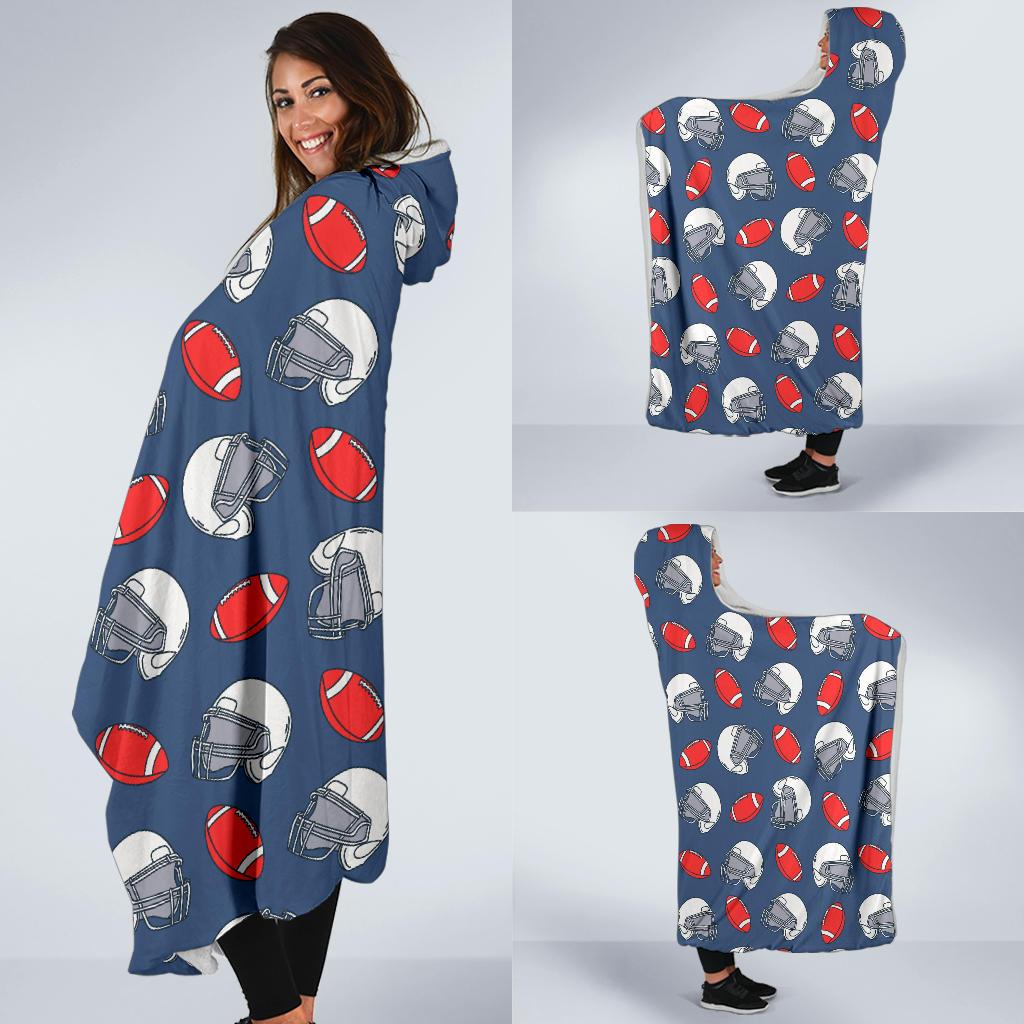 American Football Helmet Design Pattern Hooded Blanket-JTAMIGO.COM