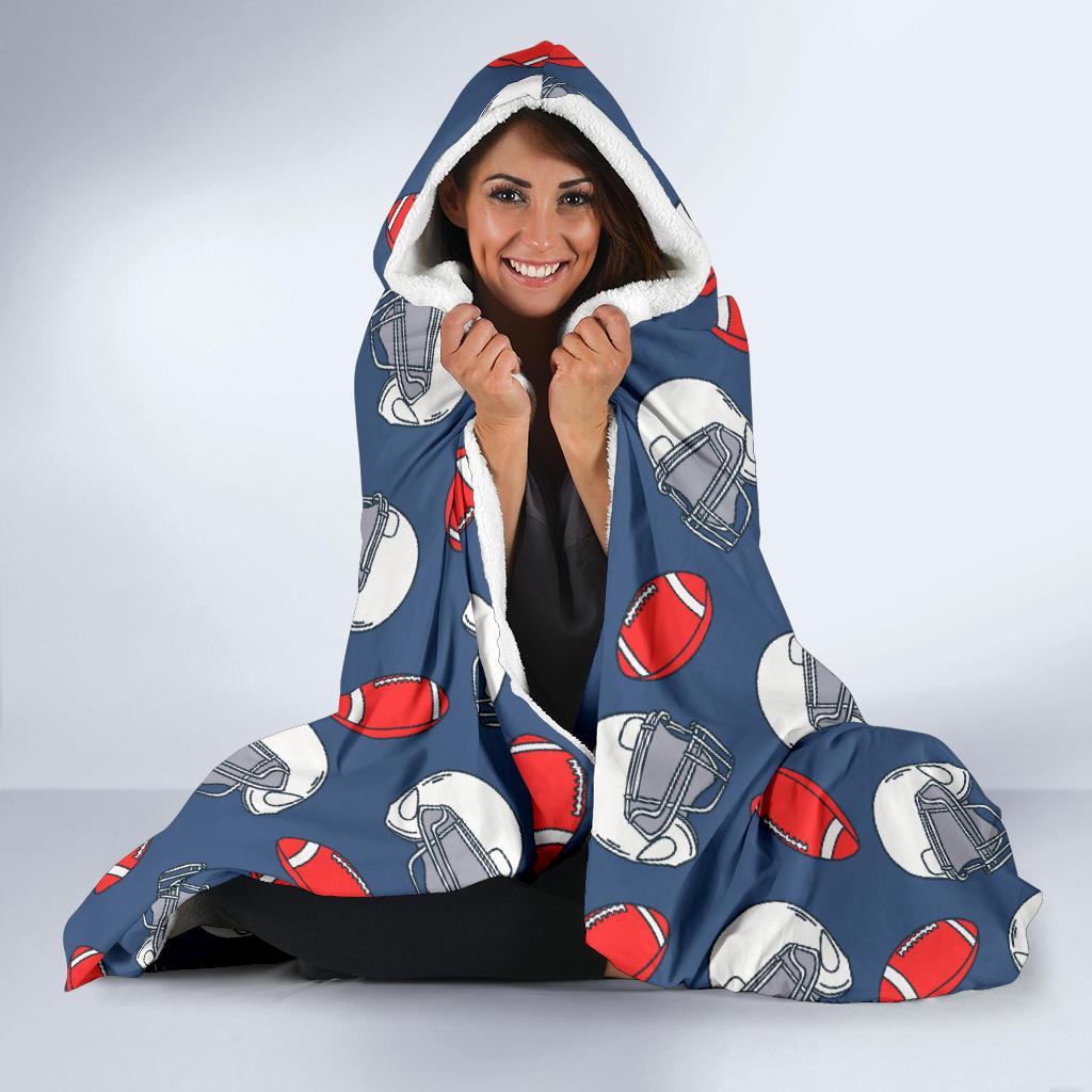 American Football Helmet Design Pattern Hooded Blanket-JTAMIGO.COM