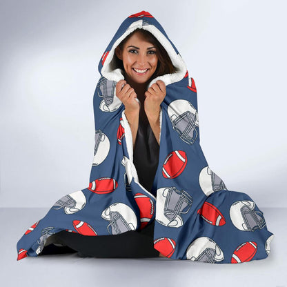 American Football Helmet Design Pattern Hooded Blanket-JTAMIGO.COM