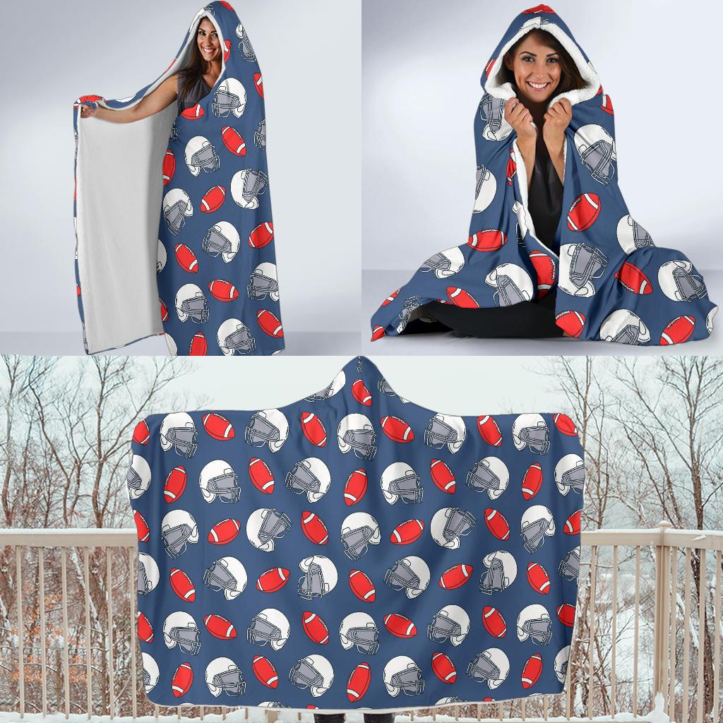 American Football Helmet Design Pattern Hooded Blanket-JTAMIGO.COM
