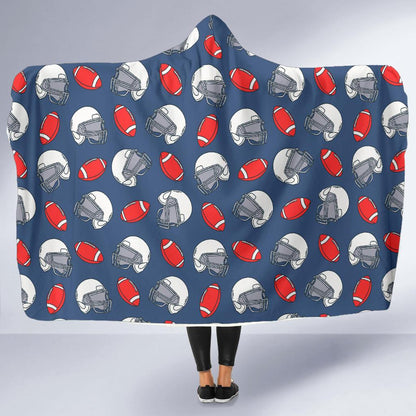 American Football Helmet Design Pattern Hooded Blanket-JTAMIGO.COM