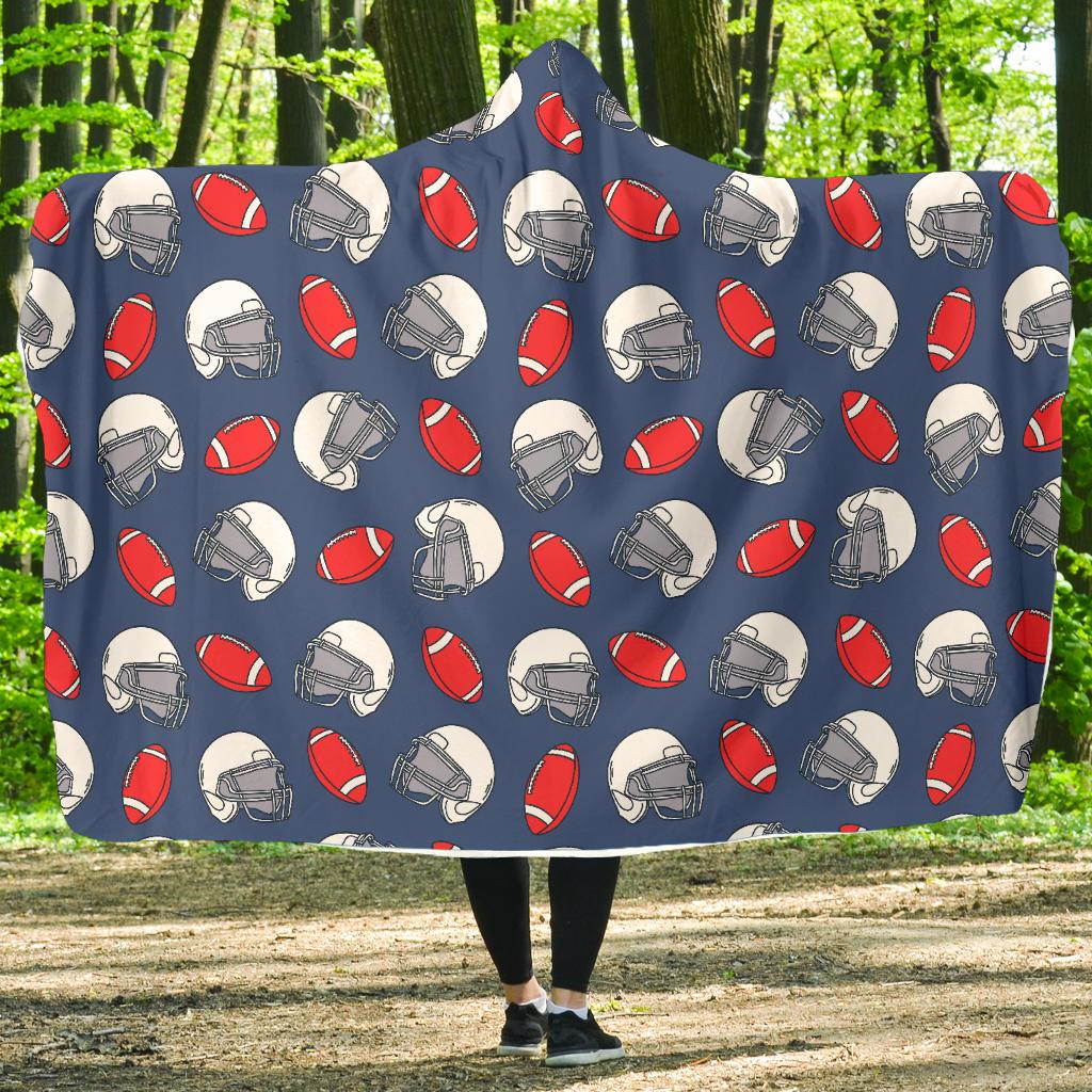 American Football Helmet Design Pattern Hooded Blanket-JTAMIGO.COM